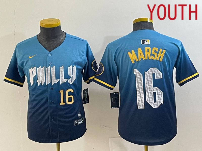 Youth Philadelphia Phillies #16 Marsh Blue City Edition Nike 2024 MLB Jersey style 2->->Youth Jersey